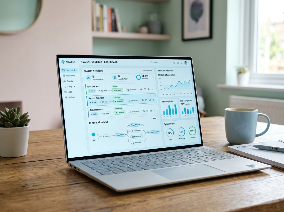 AI SaaS dashboard laptop mockup