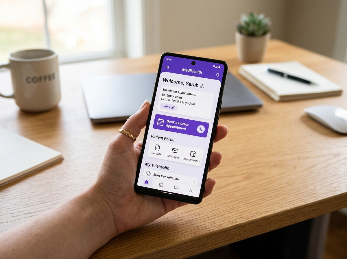 Healthtech telemedicine smartphone app mockup