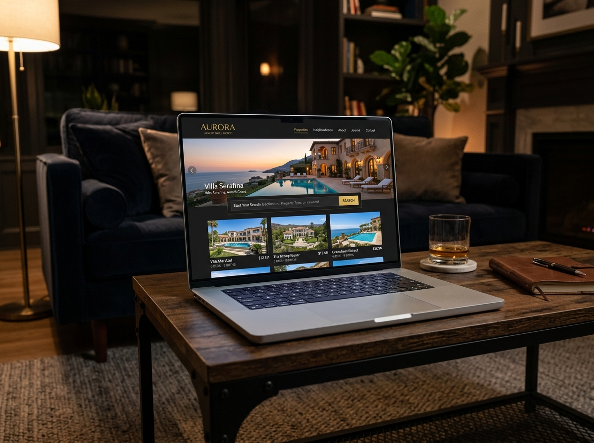 Real estate brokerage laptop mockup